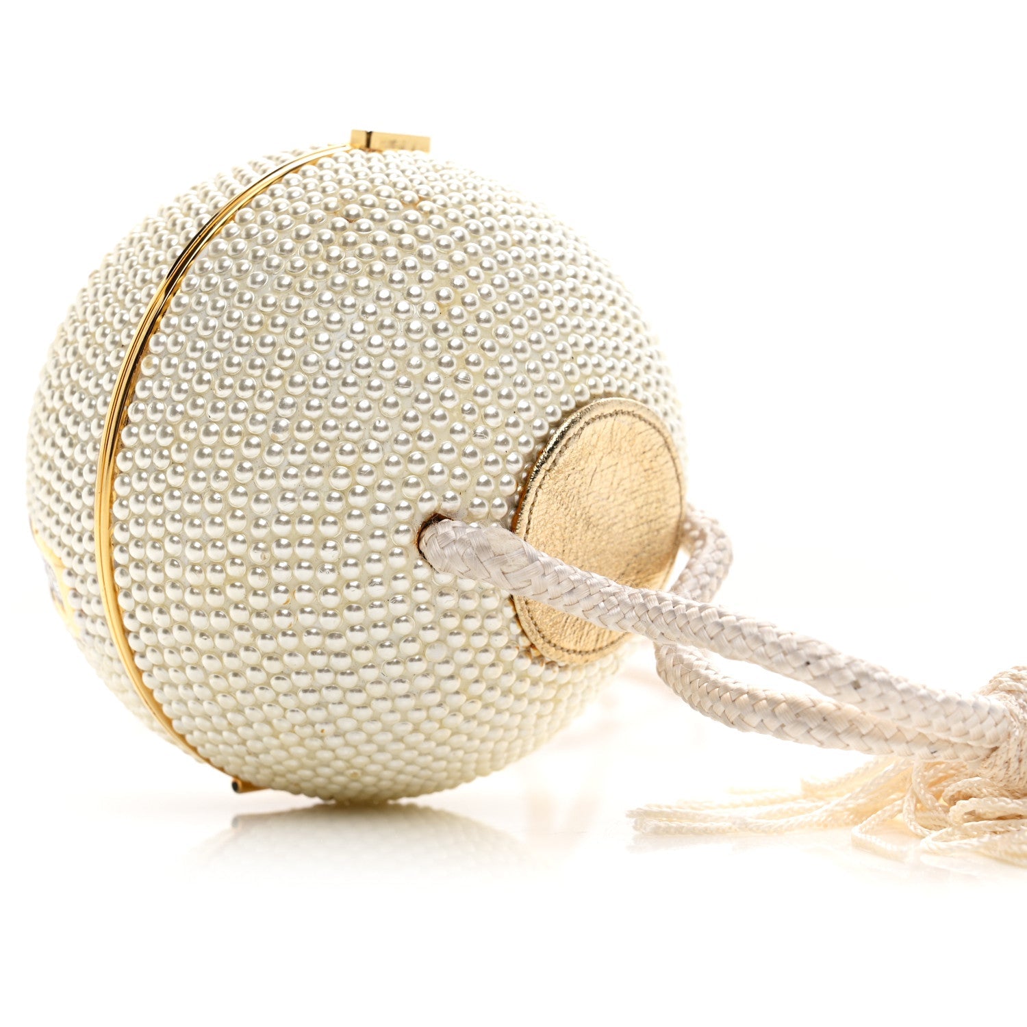 Swarovski Crystal Disco Ball Minaudiere Clutch White Gold