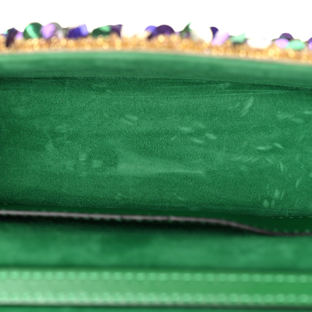 Sequin Crystal Vlogo Embroidered Small Loco Shoulder Bag Gold Multicolor