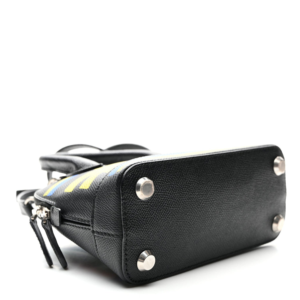 Signature Grained Calfskin Car Tag Print XXS Ville Top Handle Bag Black TBC
