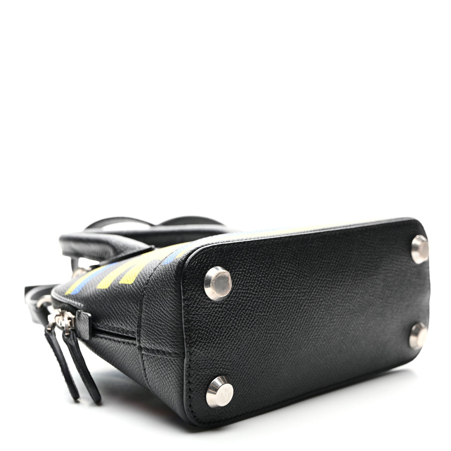 Signature Grained Calfskin Car Tag Print XXS Ville Top Handle Bag Black TBC