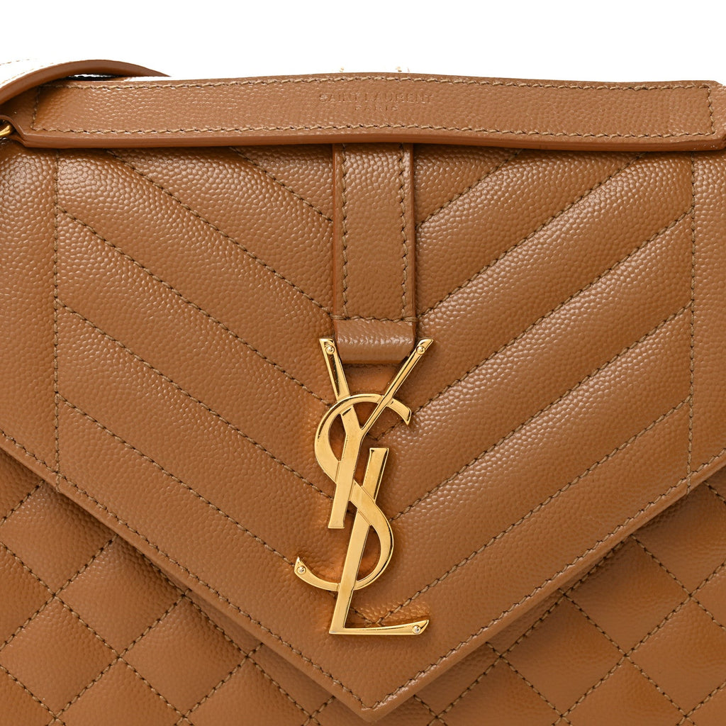 Grain De Poudre Textured Mixed Matelasse Medium Triquilt Monogram Satchel Dark Cork