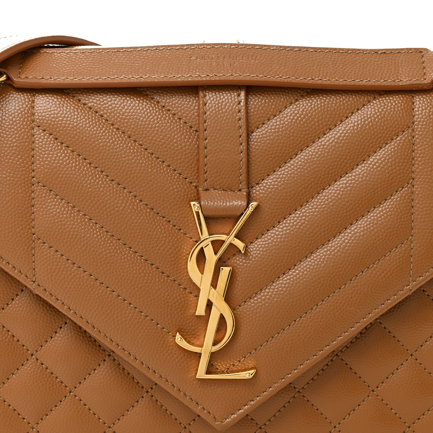 Grain De Poudre Textured Mixed Matelasse Medium Triquilt Monogram Satchel Dark Cork