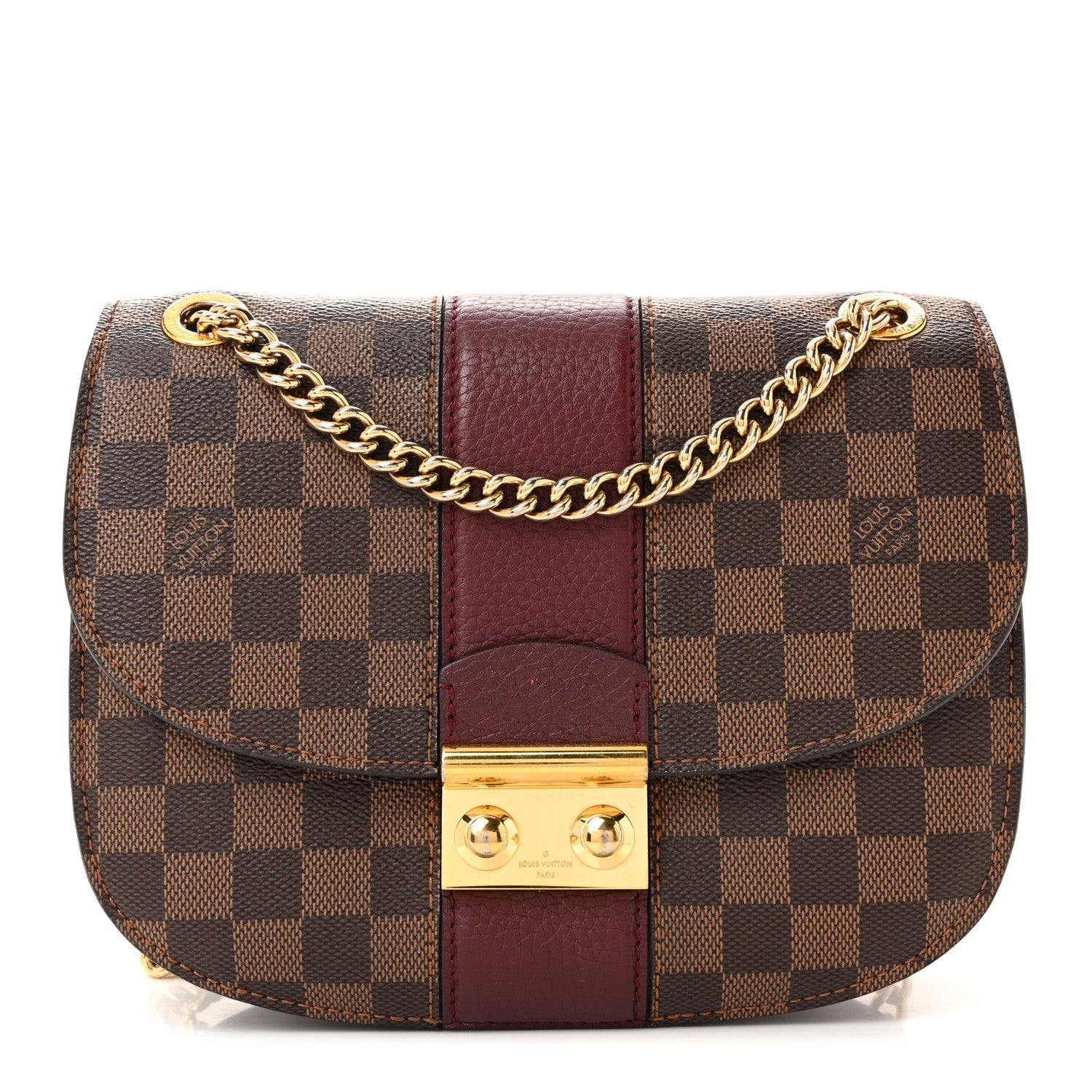 Damier Ebene Cuir Taurillon Wight Bordeaux