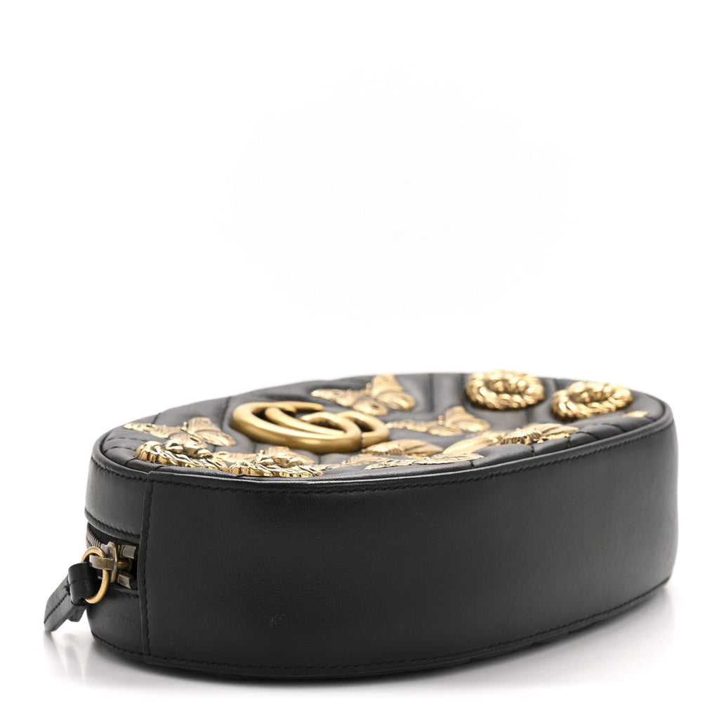 Calfskin Matelasse Animal Studs GG Marmont Belt Bag 85 34 Black