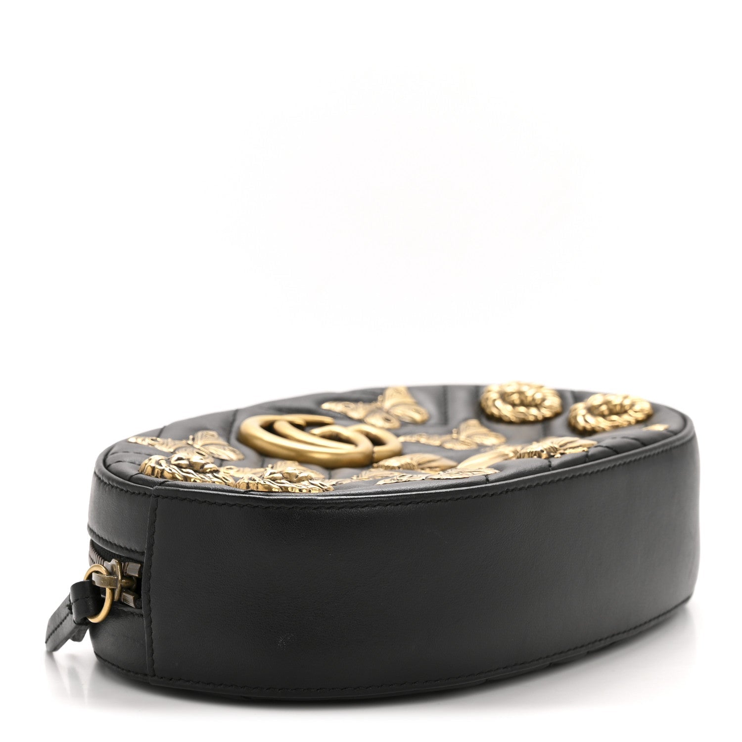 Calfskin Matelasse Animal Studs GG Marmont Belt Bag 85 34 Black