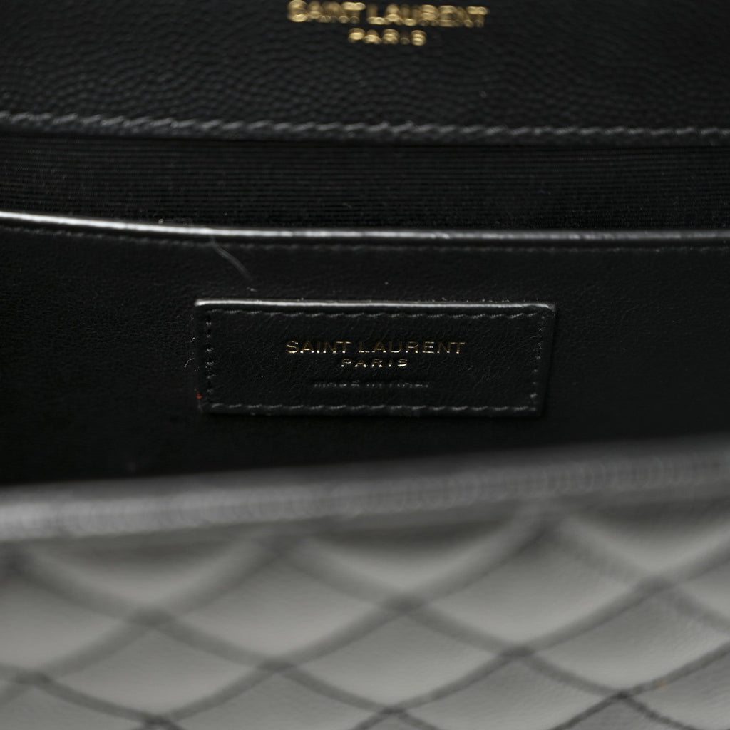 Grain De Poudre Textured Mixed Matelasse Triquilt Medium Monogram Satchel Black