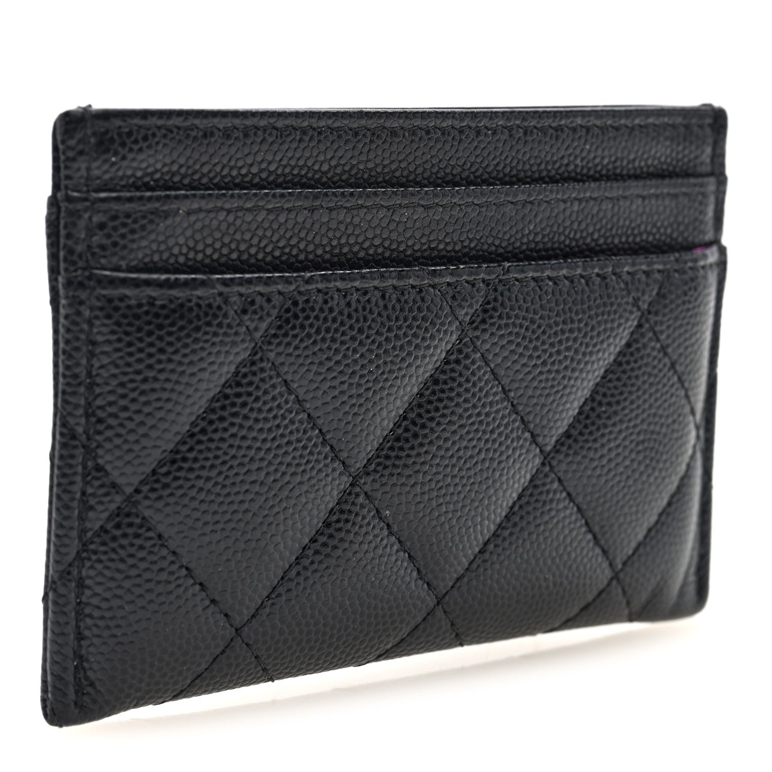 Caviar Quilted Textured CC  Holder Black