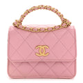 Lambskin Quilted Pick Me Up Mini Wallet On Chain Light Pink