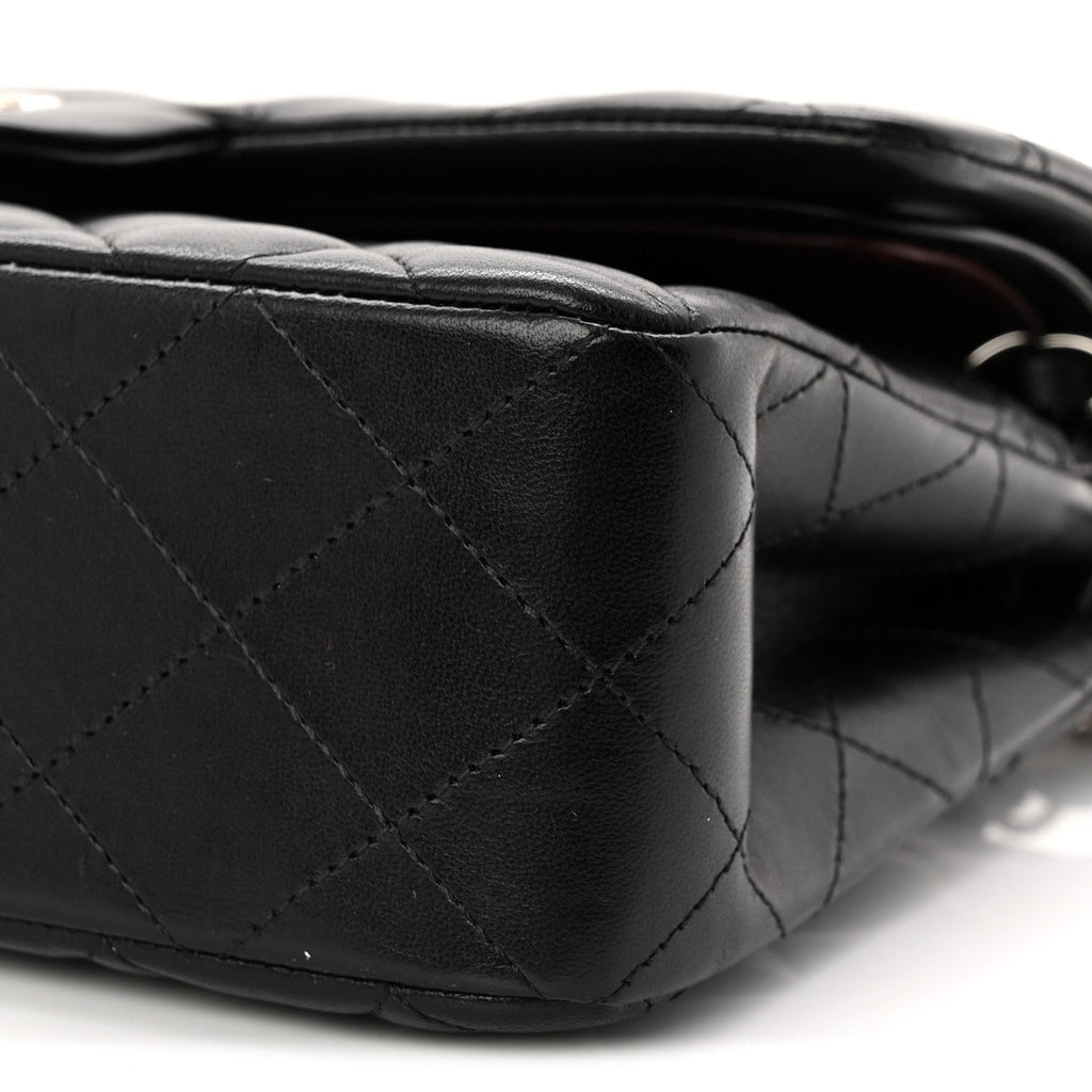 Lambskin Quilted Small Double Flap Black