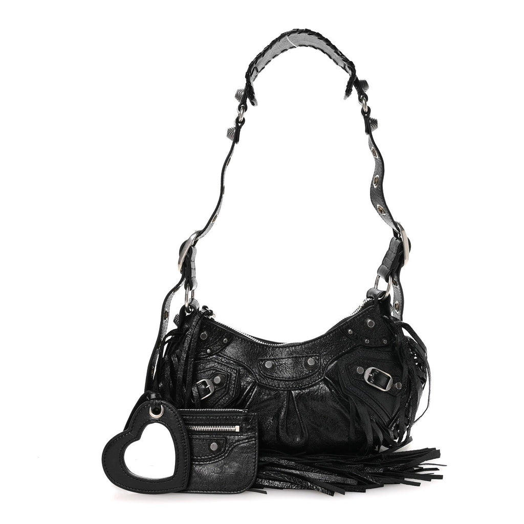 Agneau Arena Le Cagole Fringe Shoulder Bag XS Black
