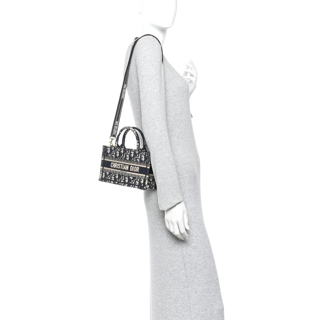 Oblique Mini Book Tote With Strap Blue Multicolor