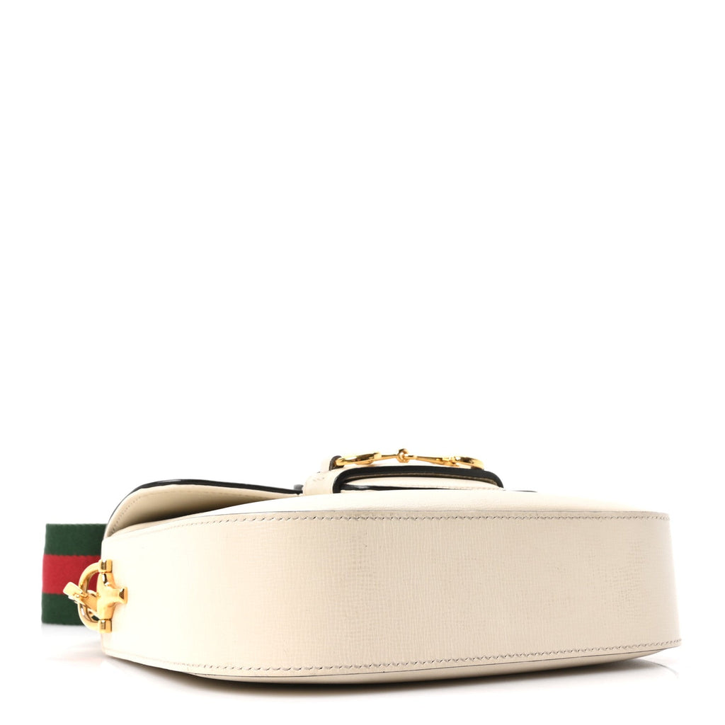 Azalea Calfskin Web Mini Horsebit 1955 Shoulder Bag Mystic White
