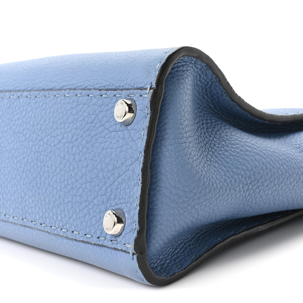 Cuoio Romano Selleria Bi-Color Medium Peekaboo Iconic Satchel Argento Blue Asfalto