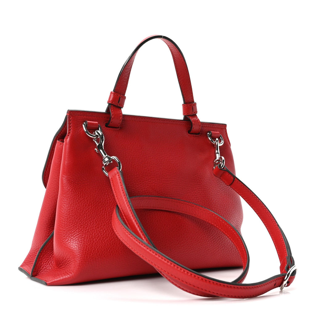 Cellarius Calfskin Small Bamboo Daily Top Handle Bag Hibiscus Red