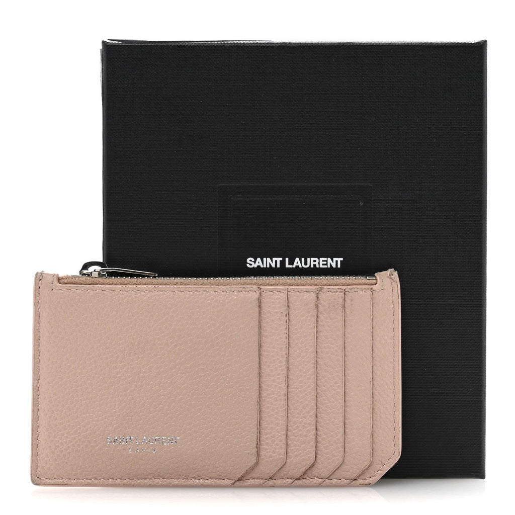 Grained Calfskin 5 Fragments Zip Pouch  Holder Rose Antic