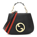 Roxy Calfskin Web Medium Studded Blondie Shoulder Flap Bag Black