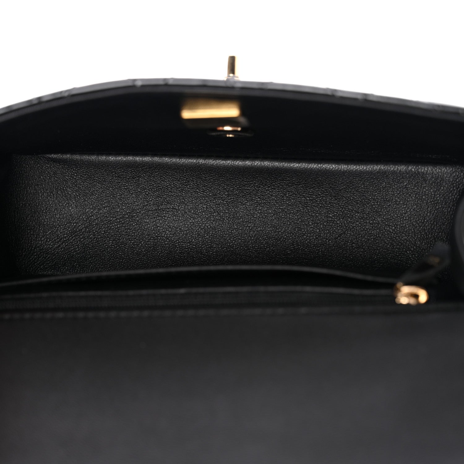 Patent Quilted Mini Top Handle Rectangular Flap Black