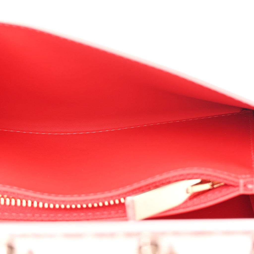 Metallic Patent Calfskin Spikes Loubinthesky Paloma Clutch Pink