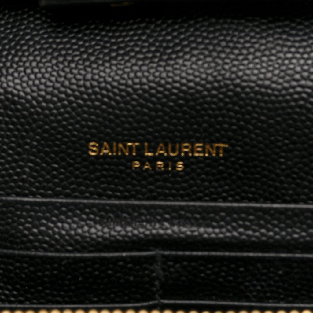 Grain De Poudre Matelasse Chevron Monogram Chain Wallet Black