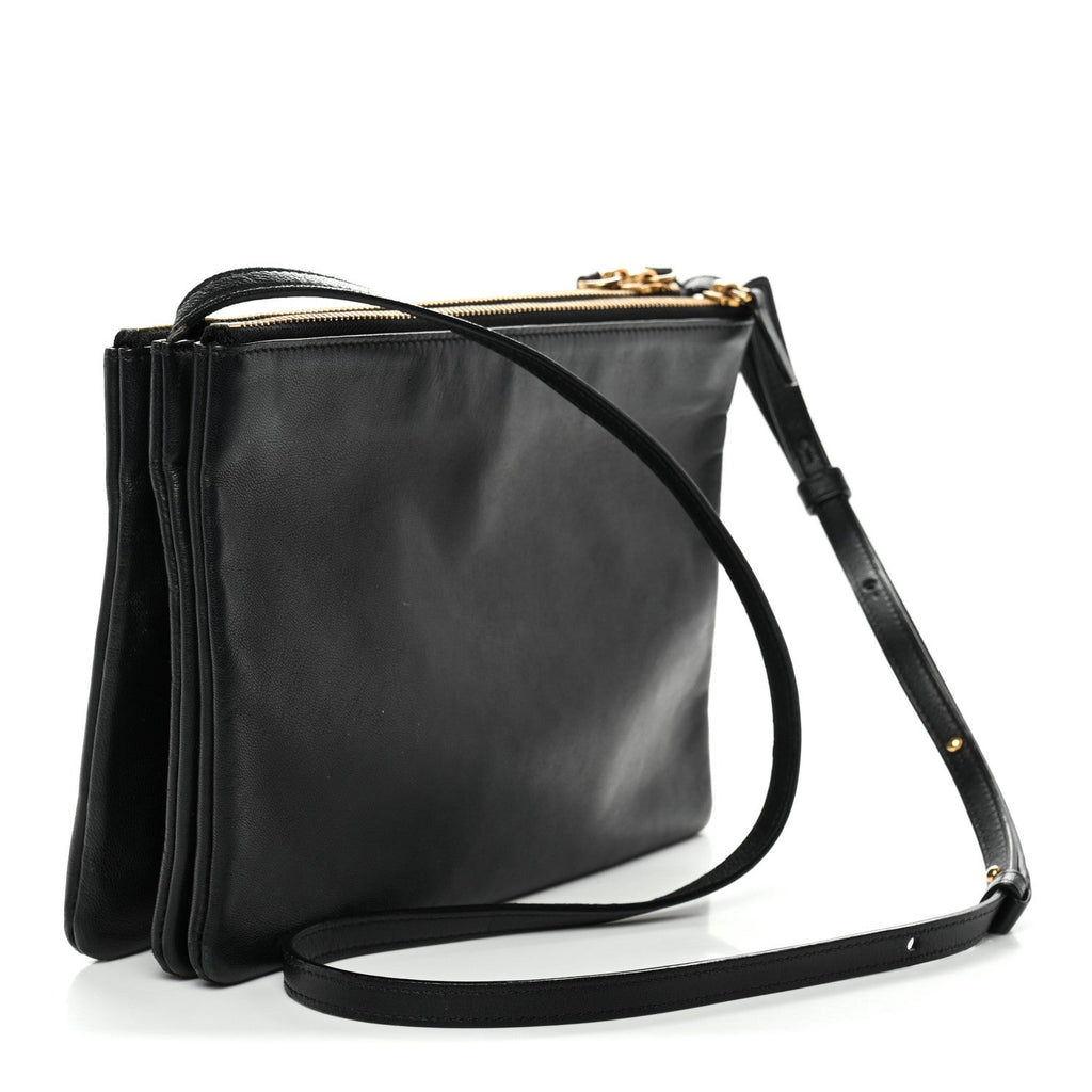 Lambskin Large Trio Crossbody Bag Black