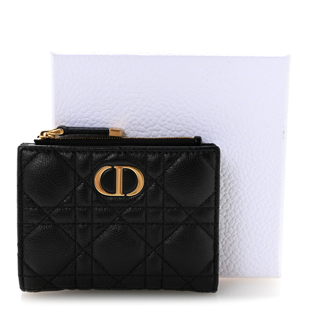 Grained Calfskin Supple Cannage Caro Dahlia Wallet Black