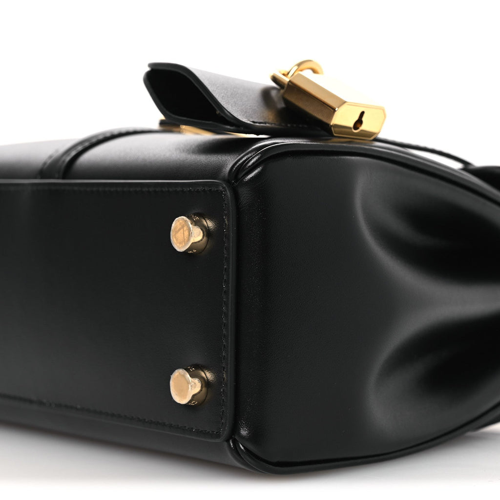 Satinated Calfskin Mini 16 Top Handle Bag Black