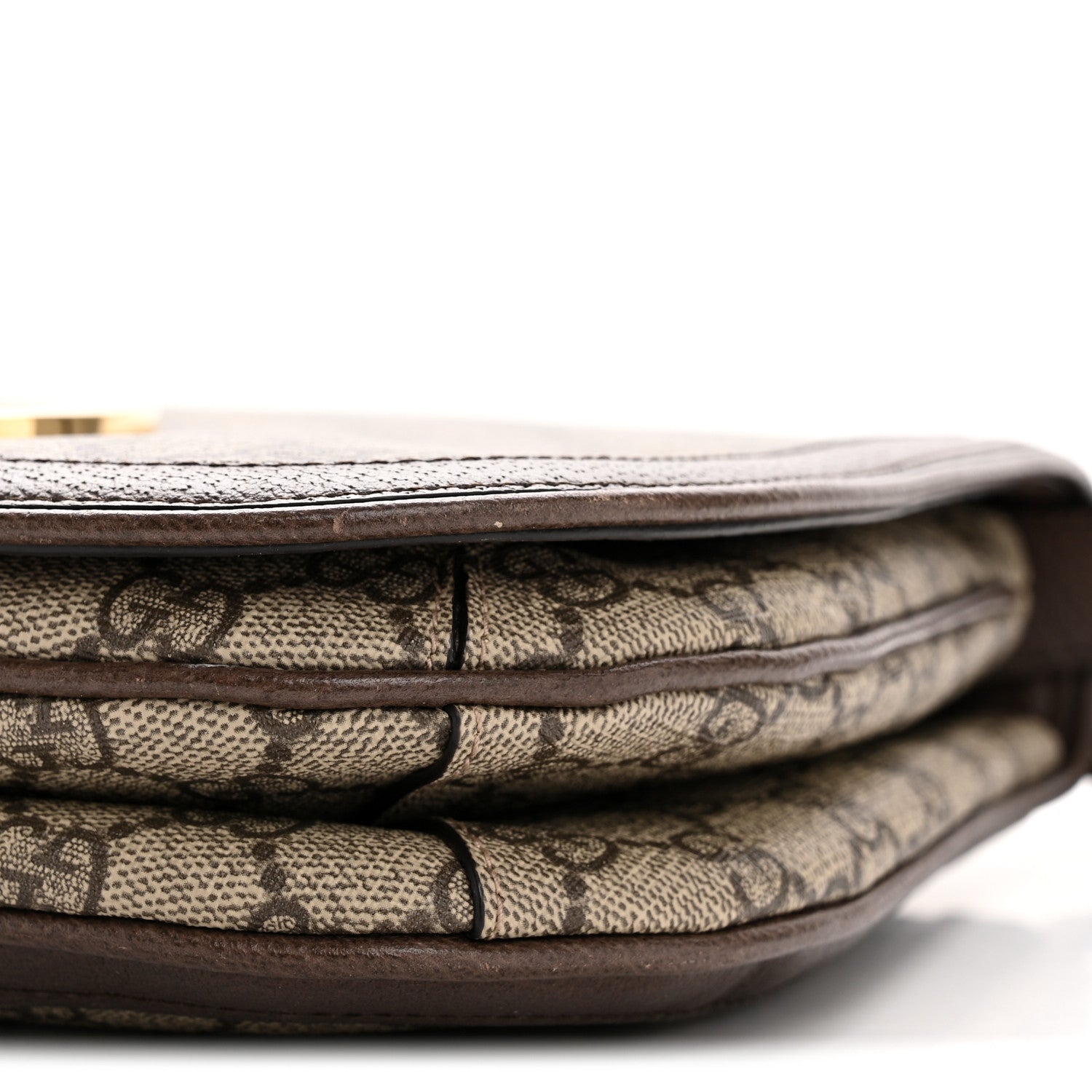 GG Supreme Monogram Textured Dollar Calfskin Web Medium Blondie Shoulder Flap Bag Beige Ebony New Acero