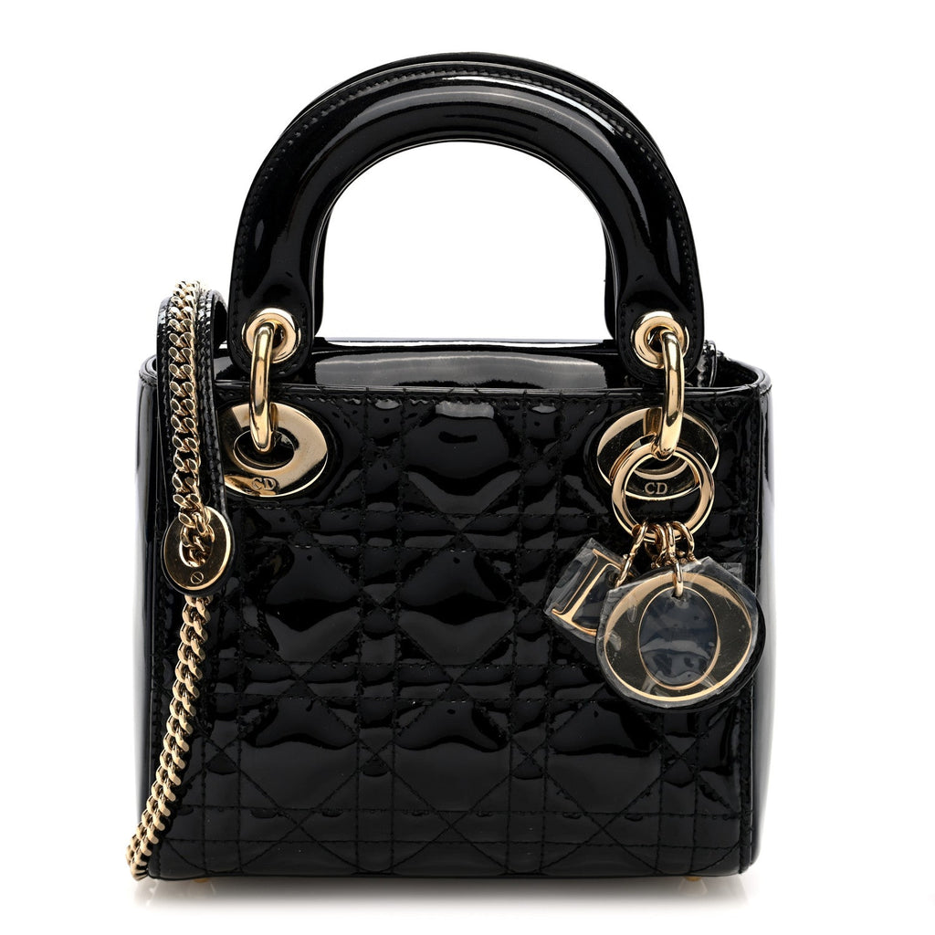 Patent Cannage Mini Lady Dior Black