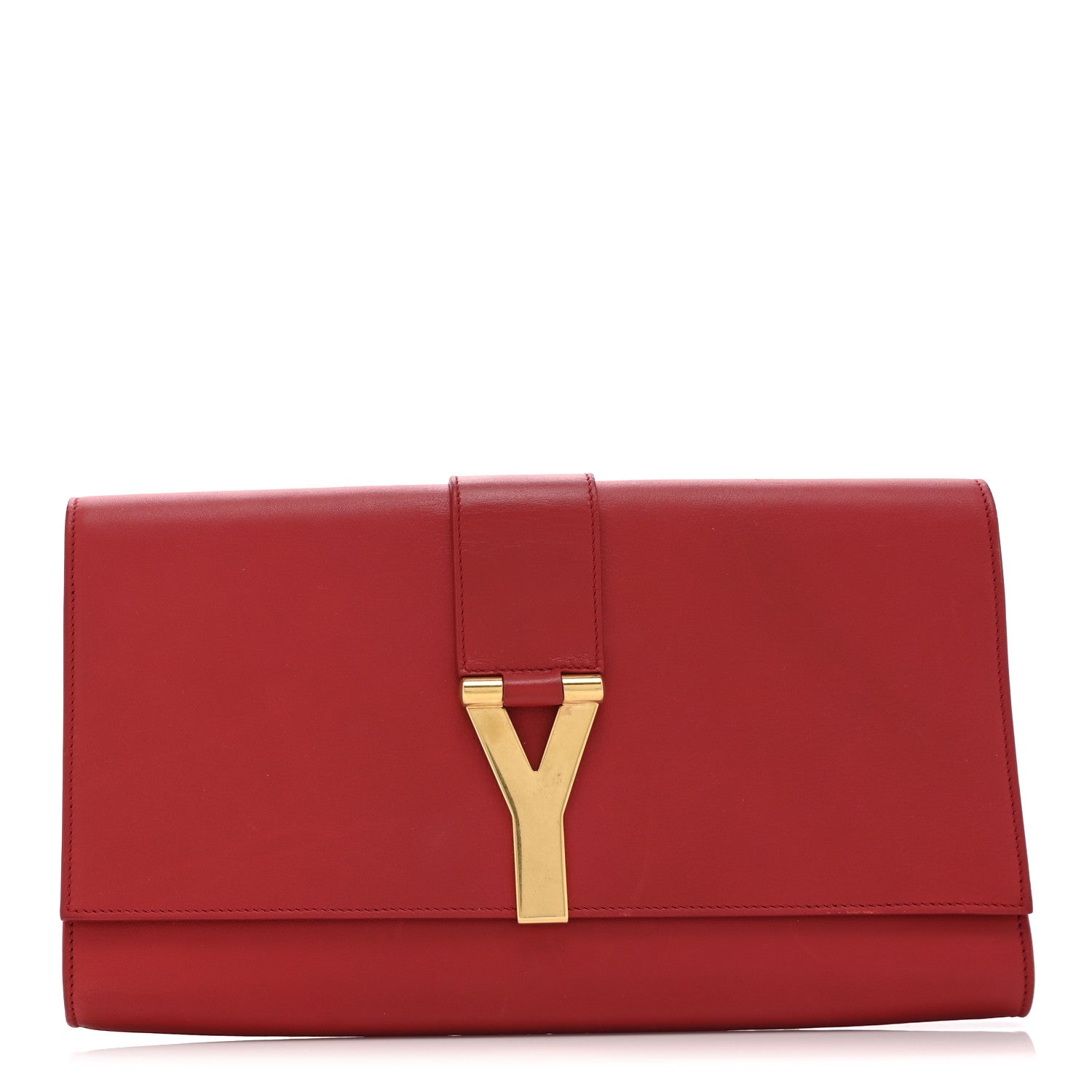 Calfskin Classic Y Ligne Clutch Red