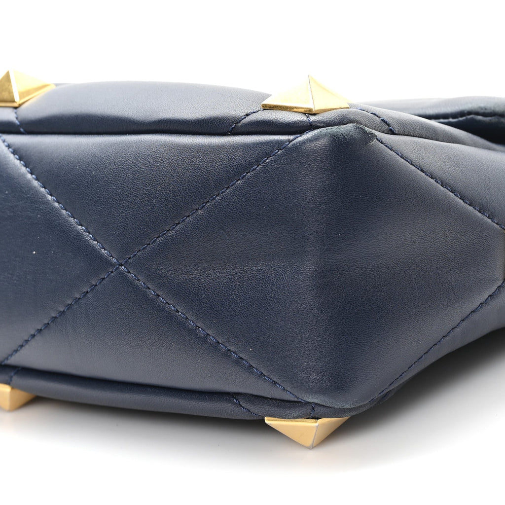 Nappa Large Roman Stud Shoulder Bag Marine