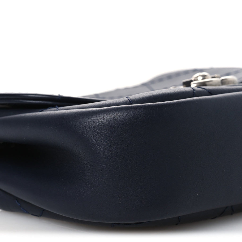 Calfskin Stitch CC Small Flap Navy Blue