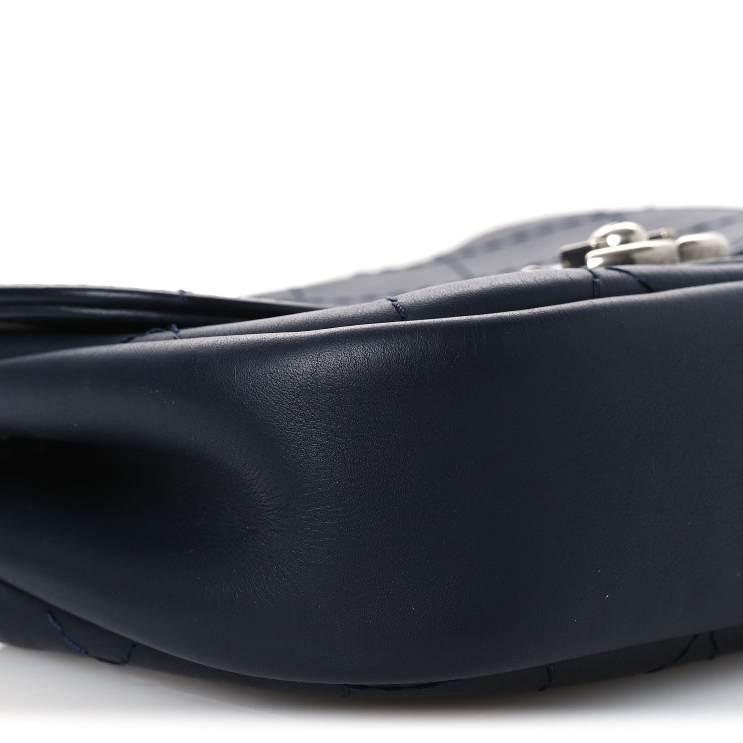 Calfskin Stitch CC Small Flap Navy Blue