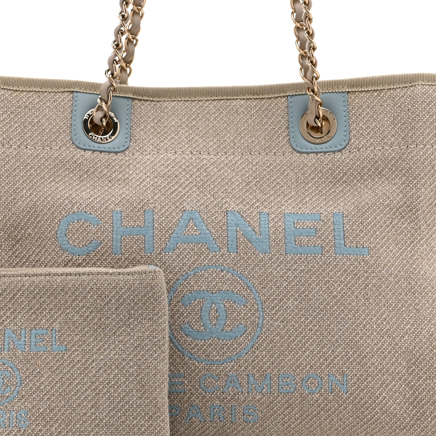 Mixed Fibers Calfskin Small Deauville Tote Grey Light Blue