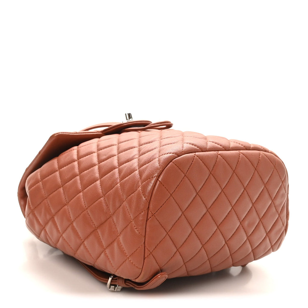 Lambskin Quilted Small Urban Spirit Backpack Brown
