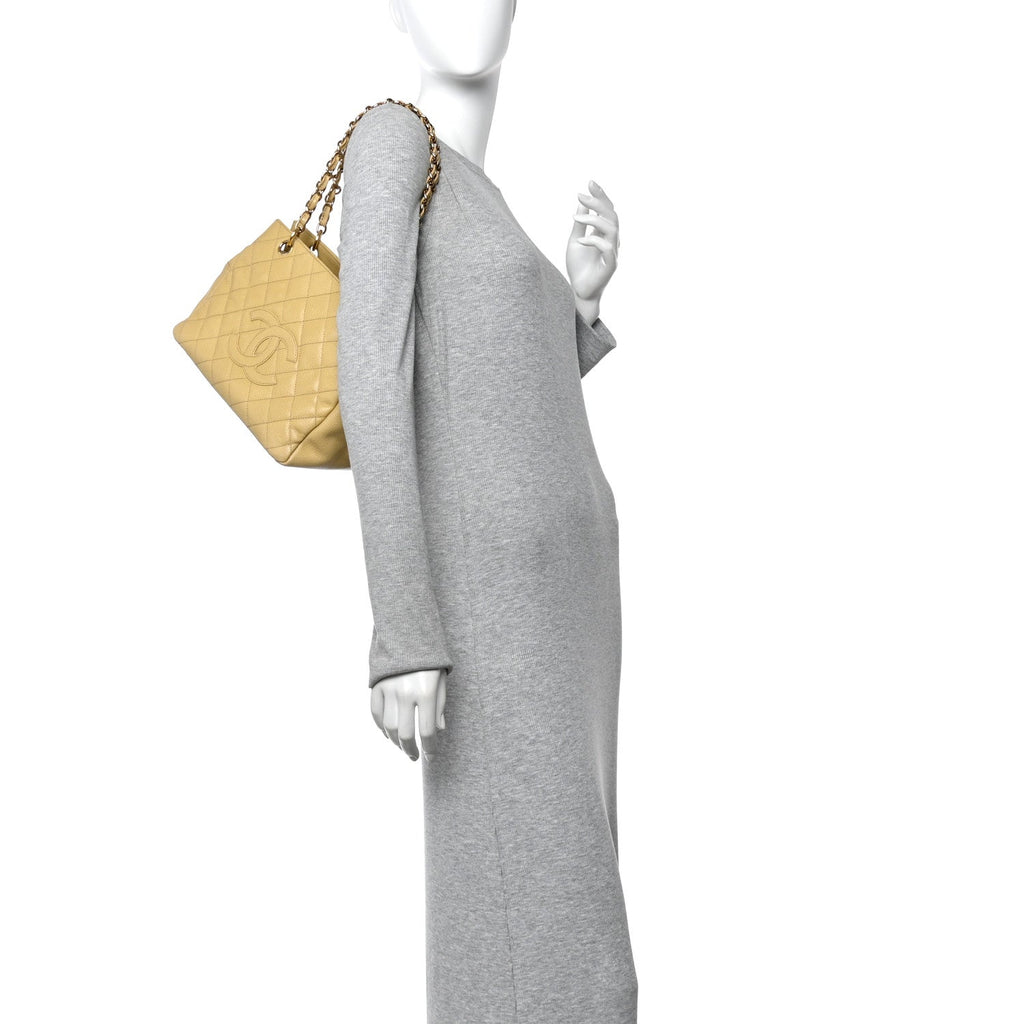 Caviar Quilted Petit Timeless Tote PTT Beige