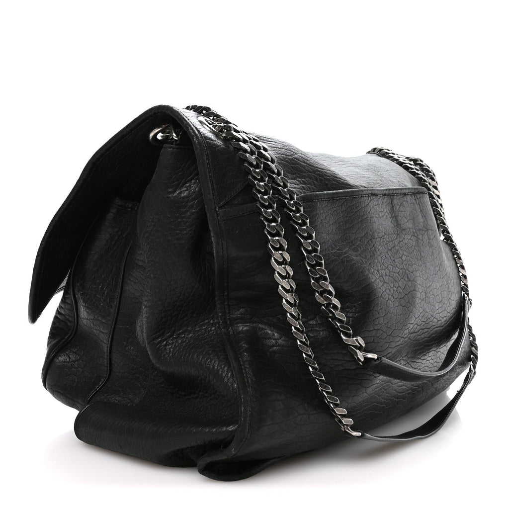 Grained Lambskin Monogram Oversized Niki Chain Satchel Black