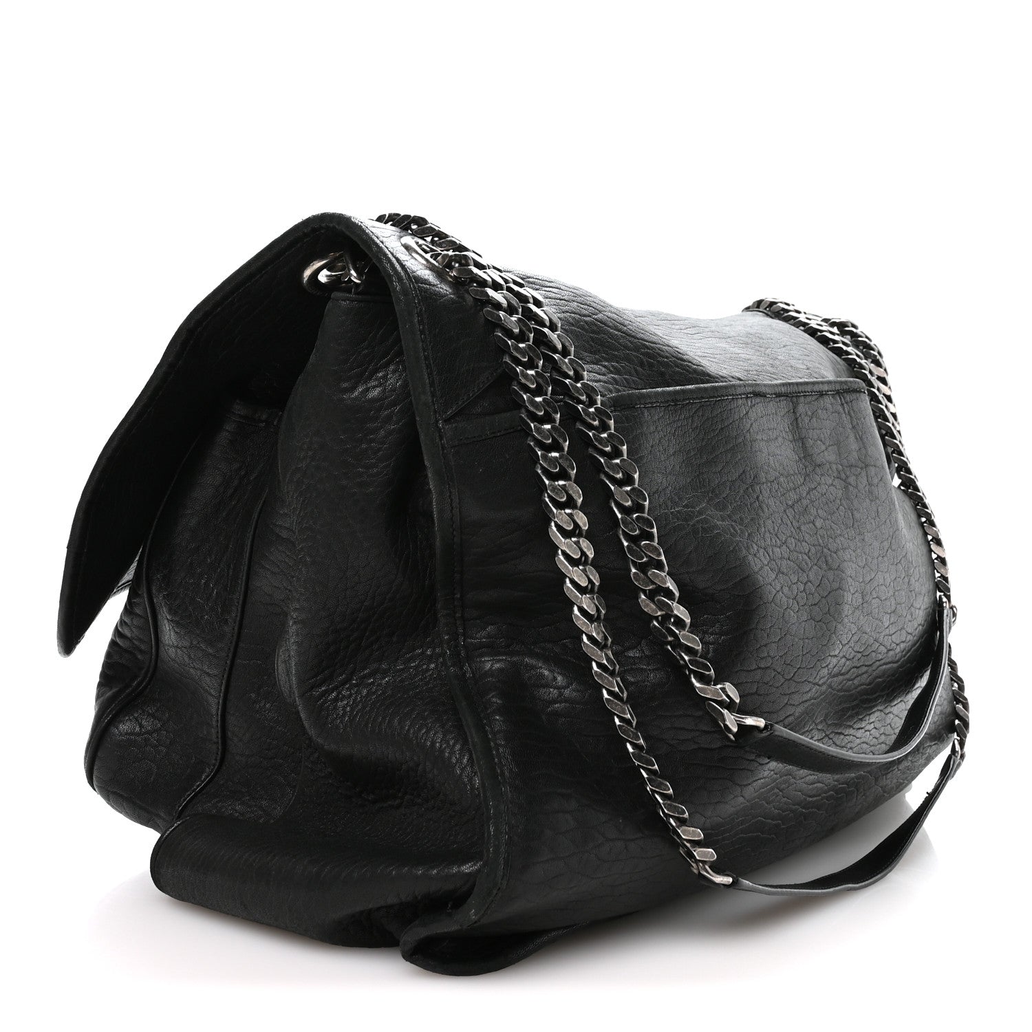 Grained Lambskin Monogram Oversized Niki Chain Satchel Black