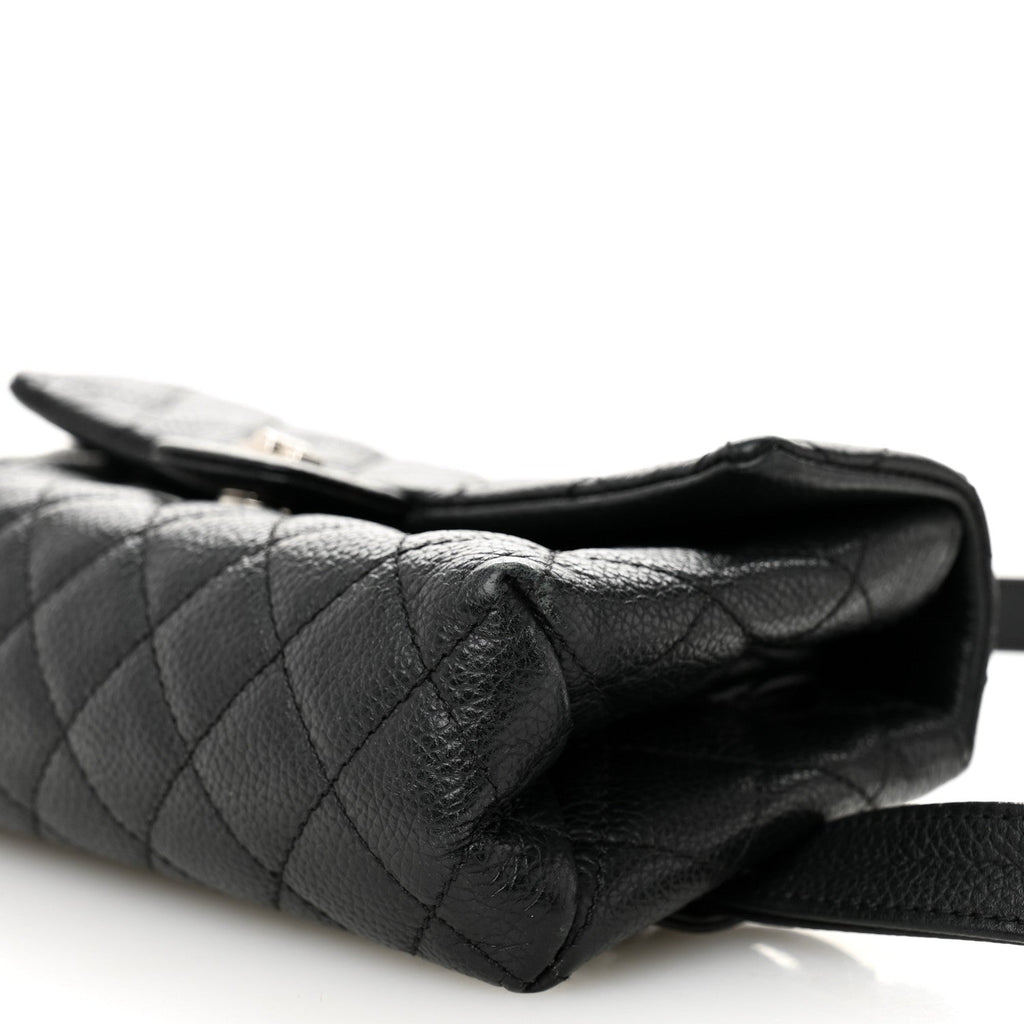 Grained Calfskin Quilted 2.55 Reissue Flap Belt Bag Clutch Black