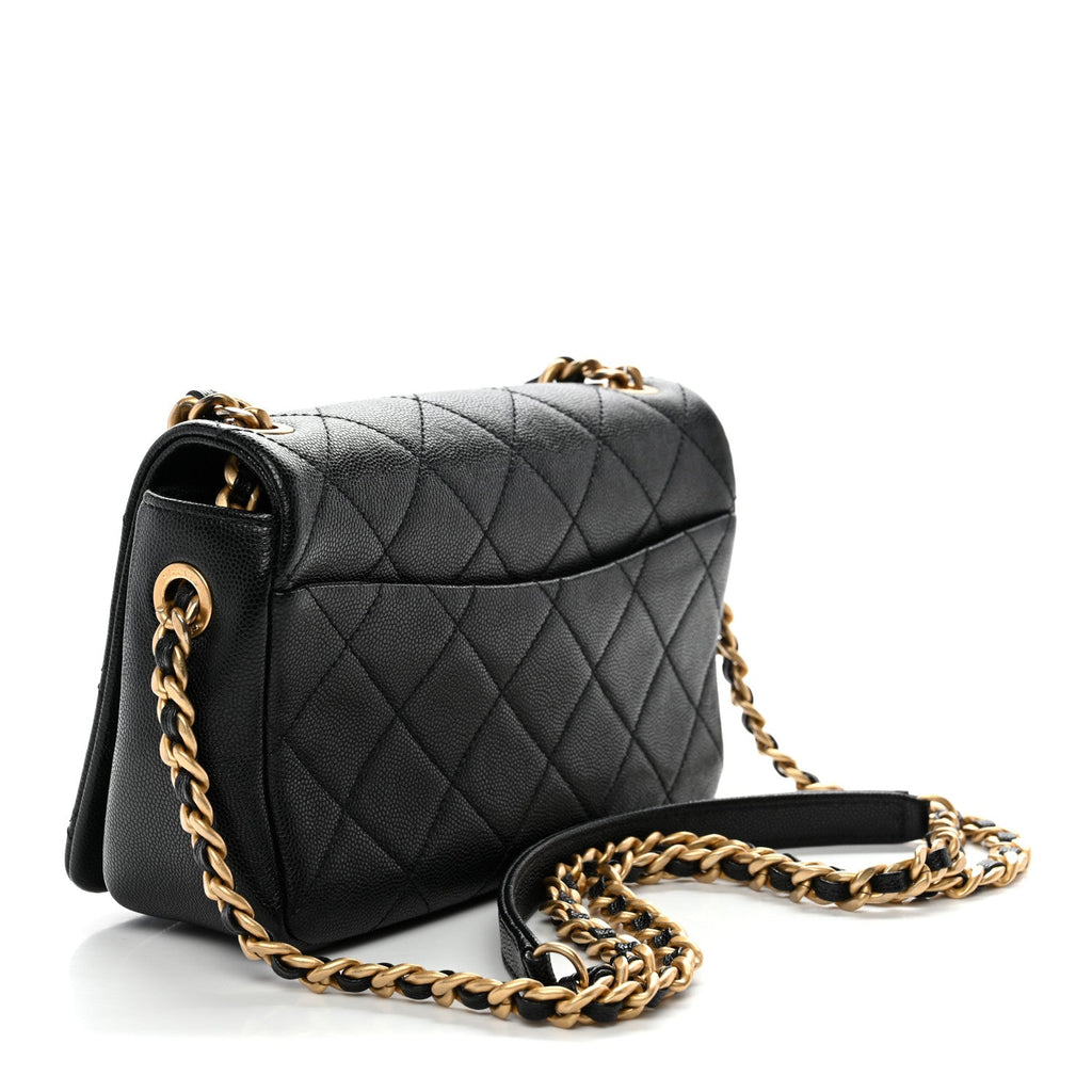 Caviar Quilted Small Fashion Therapy Flap Bag Black