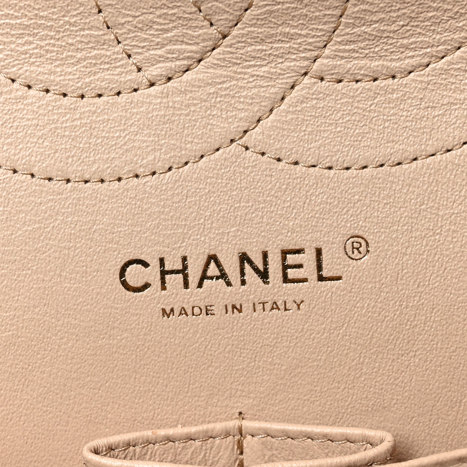 Pearly Caviar Quilted Jumbo Double Flap Beige