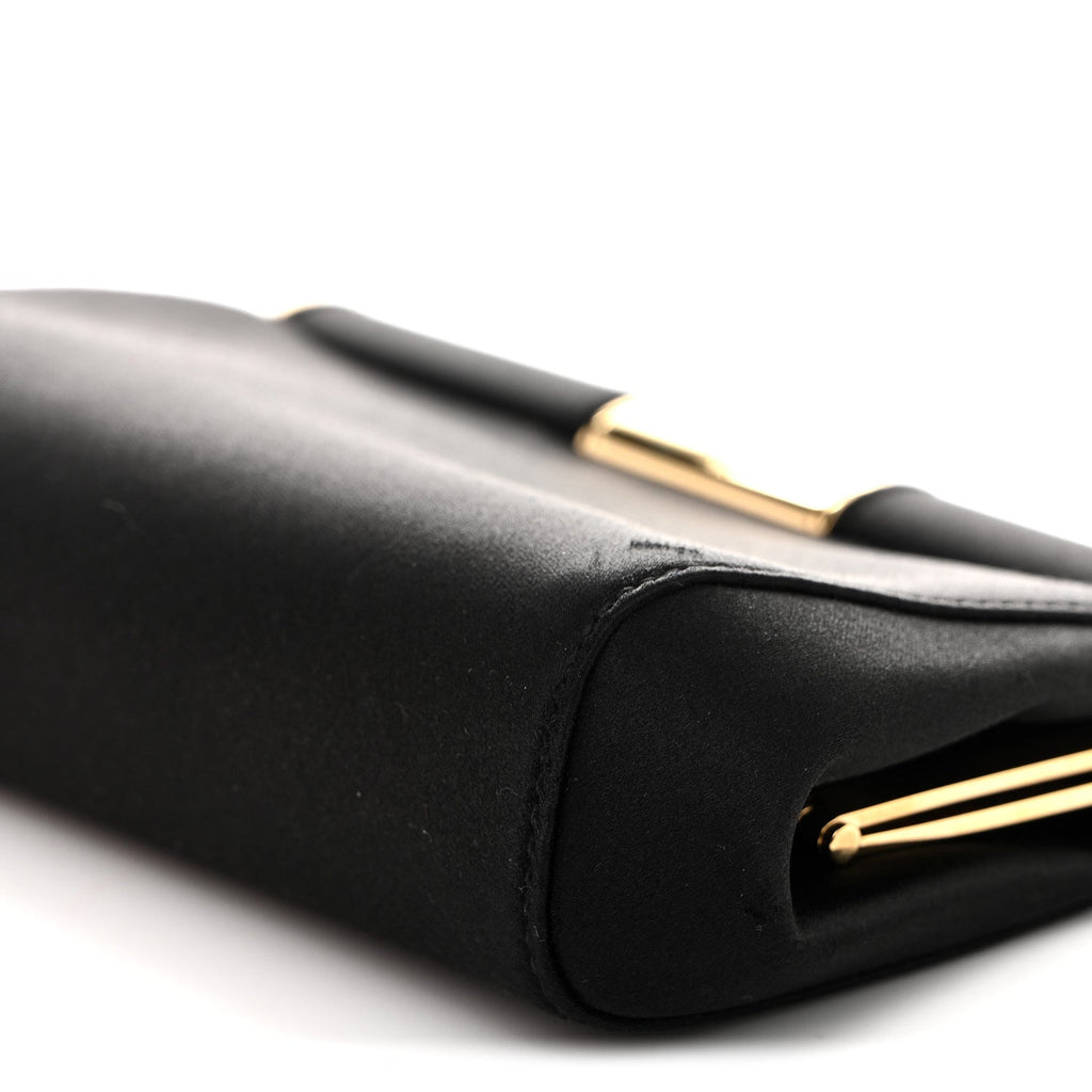 Satin Small Marlene Chain Clutch Black