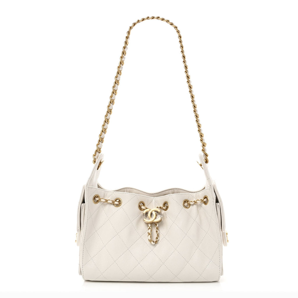 Caviar Quilted Mini Chanel 25 Handbag White