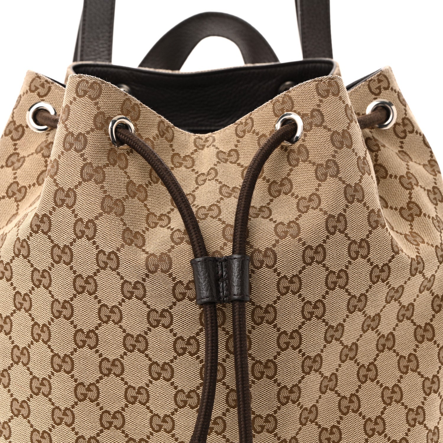 Monogram Dollar Calfskin O Drawstring Backpack Beige Ebony Testa di Moro Dark Chocolate
