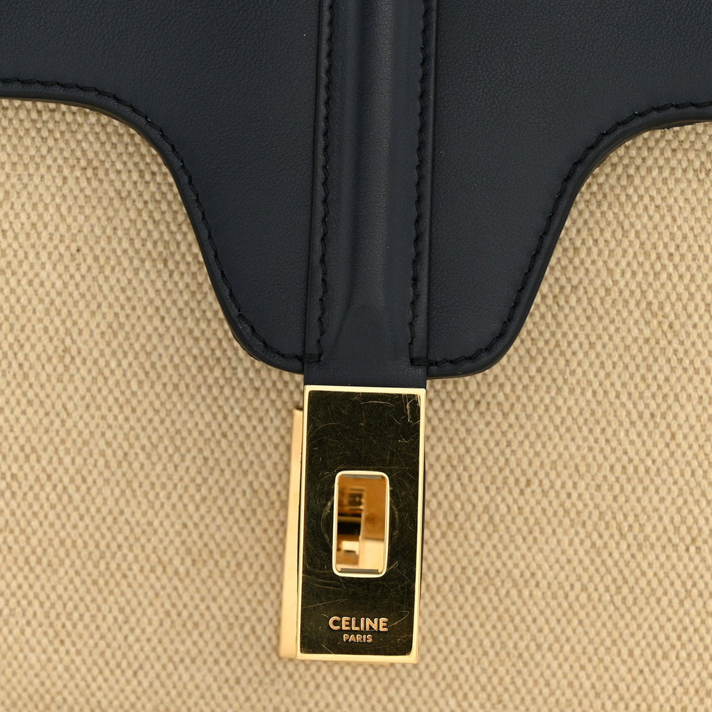 Canvas Calfskin Teen Soft 16 Shoulder Bag Vanilla Navy