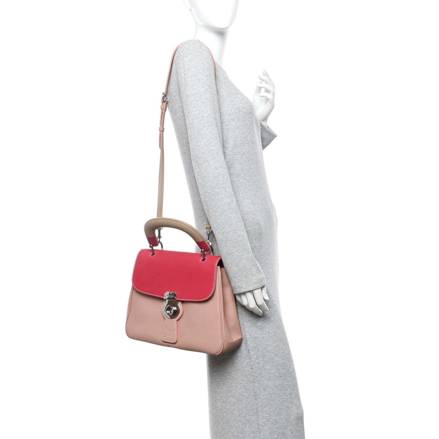 Trench Calfskin DK88 Medium Top Handle Bag Ash Rose Beige Russet