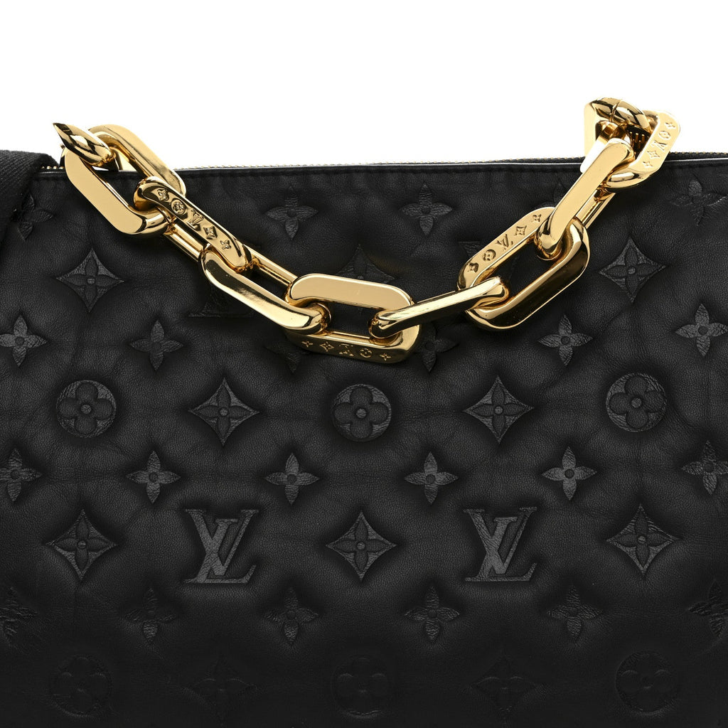 Lambskin Embossed Monogram Coussin MM Black