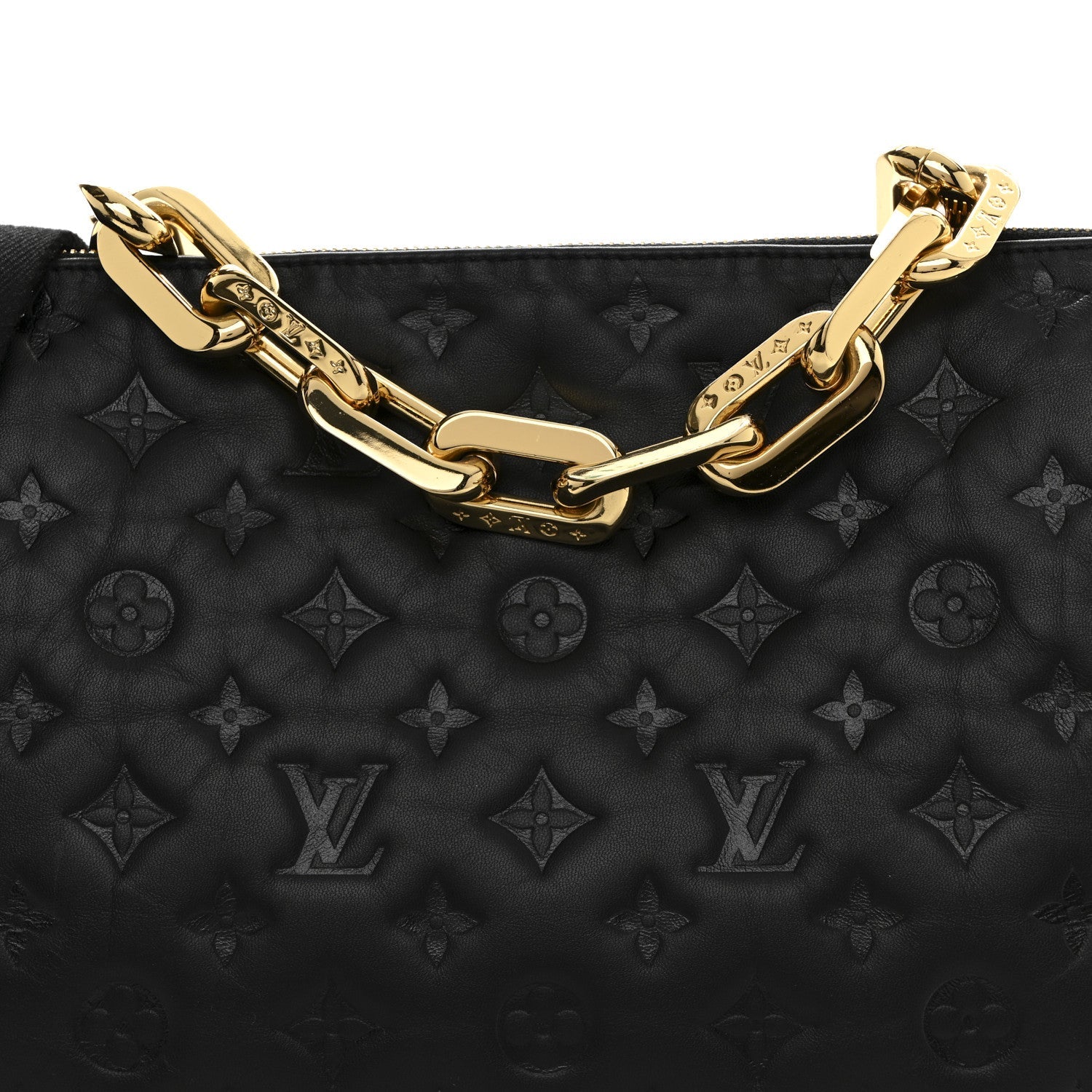 Lambskin Embossed Monogram Coussin MM Black