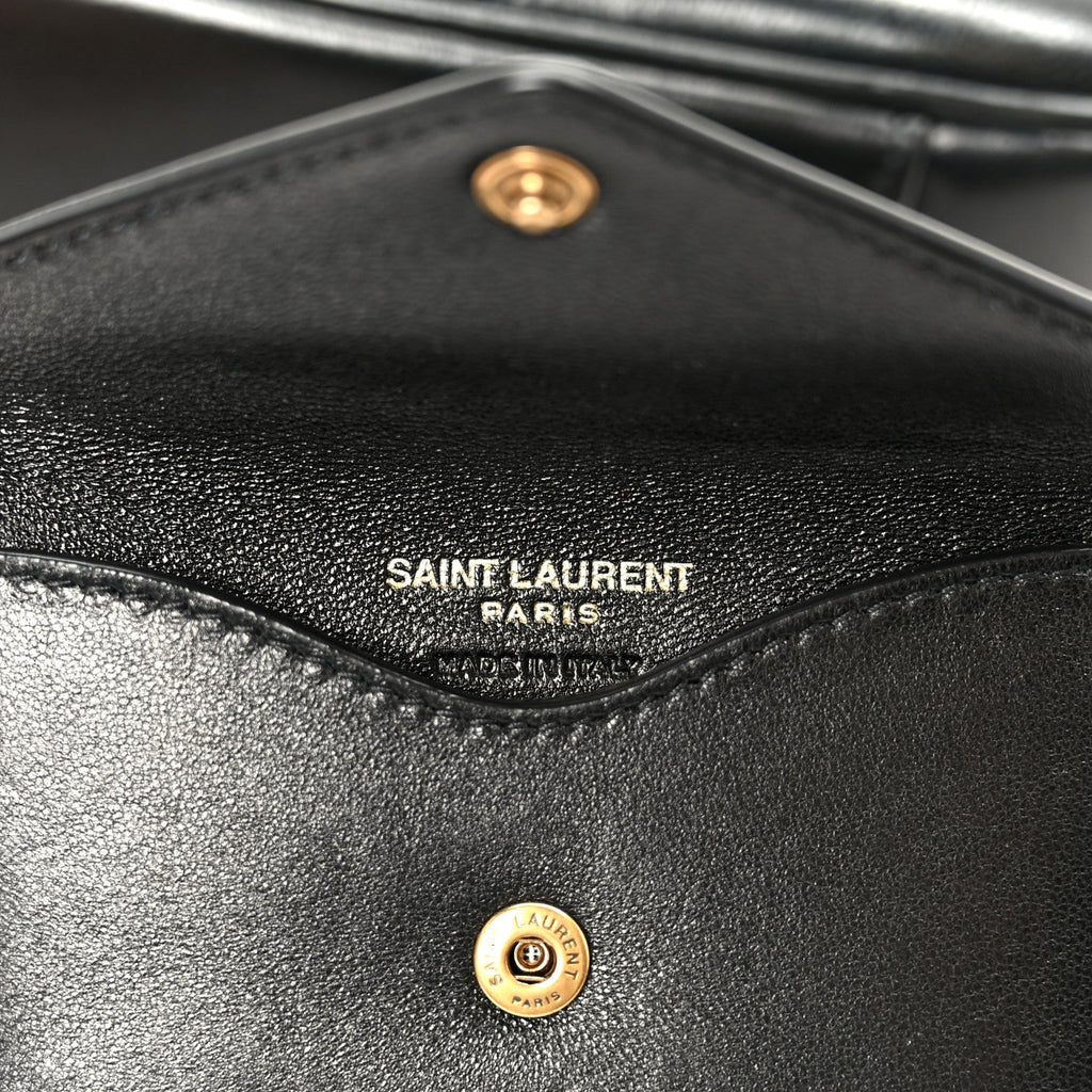 Lambskin Chevron Quilted Mini Loulou Black
