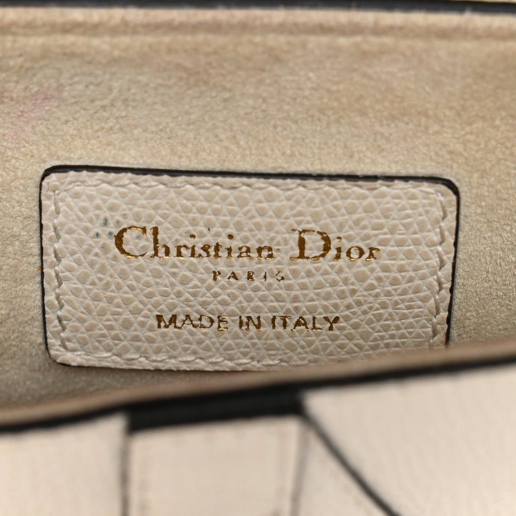 Grained Calfskin Mini Saddle Bag White