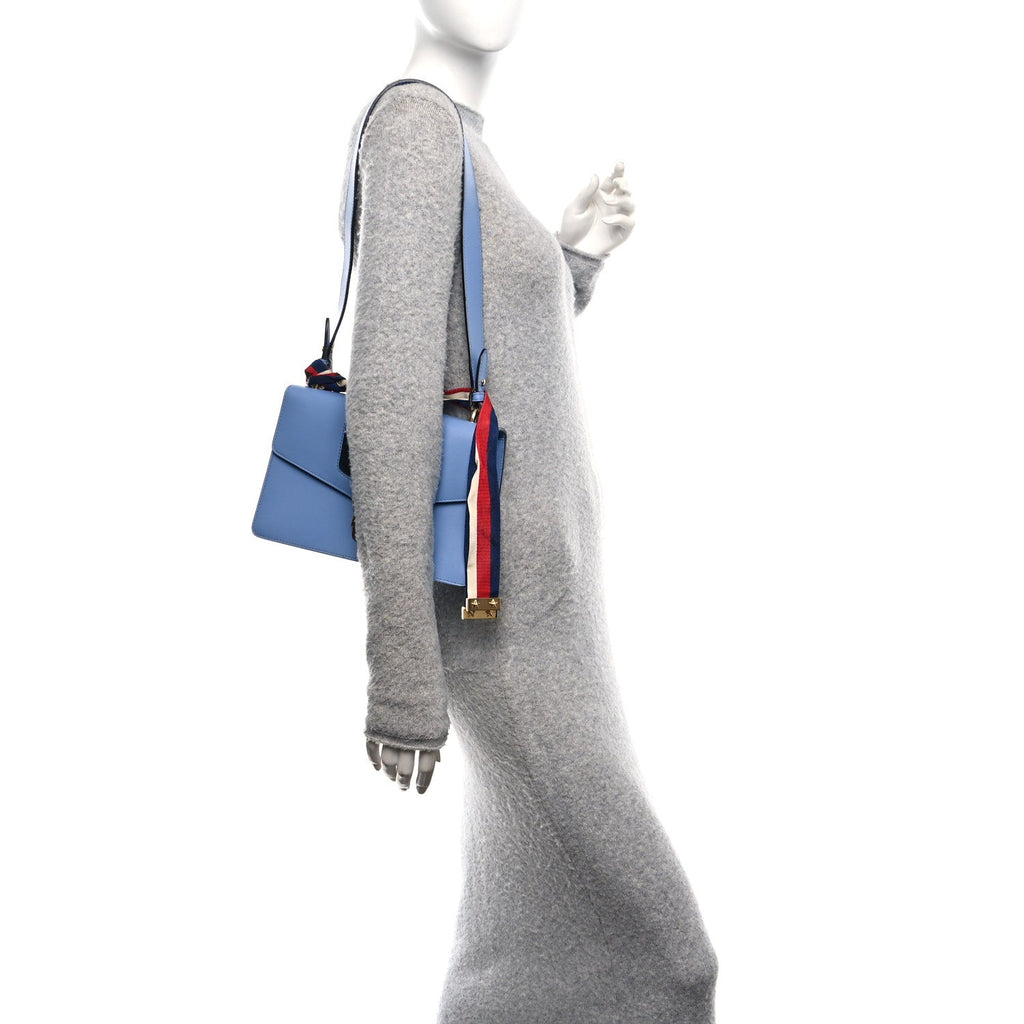 Calfskin Small Sylvie Shoulder Bag Clear Sky Blue